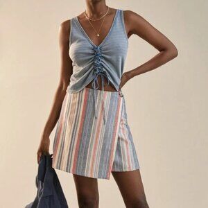 Anthropologie Porridge Striped Wrap Mini Skirt